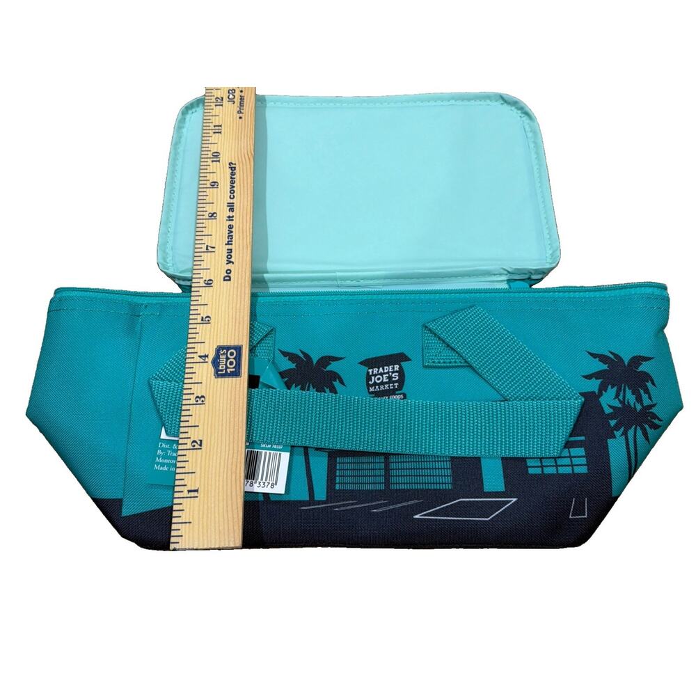 NEW Teal TRADER JOE'S Mini Insulated Bag Travel Tote Lunch Box 1.5 Gallon 78337 - Picture 2 of 4